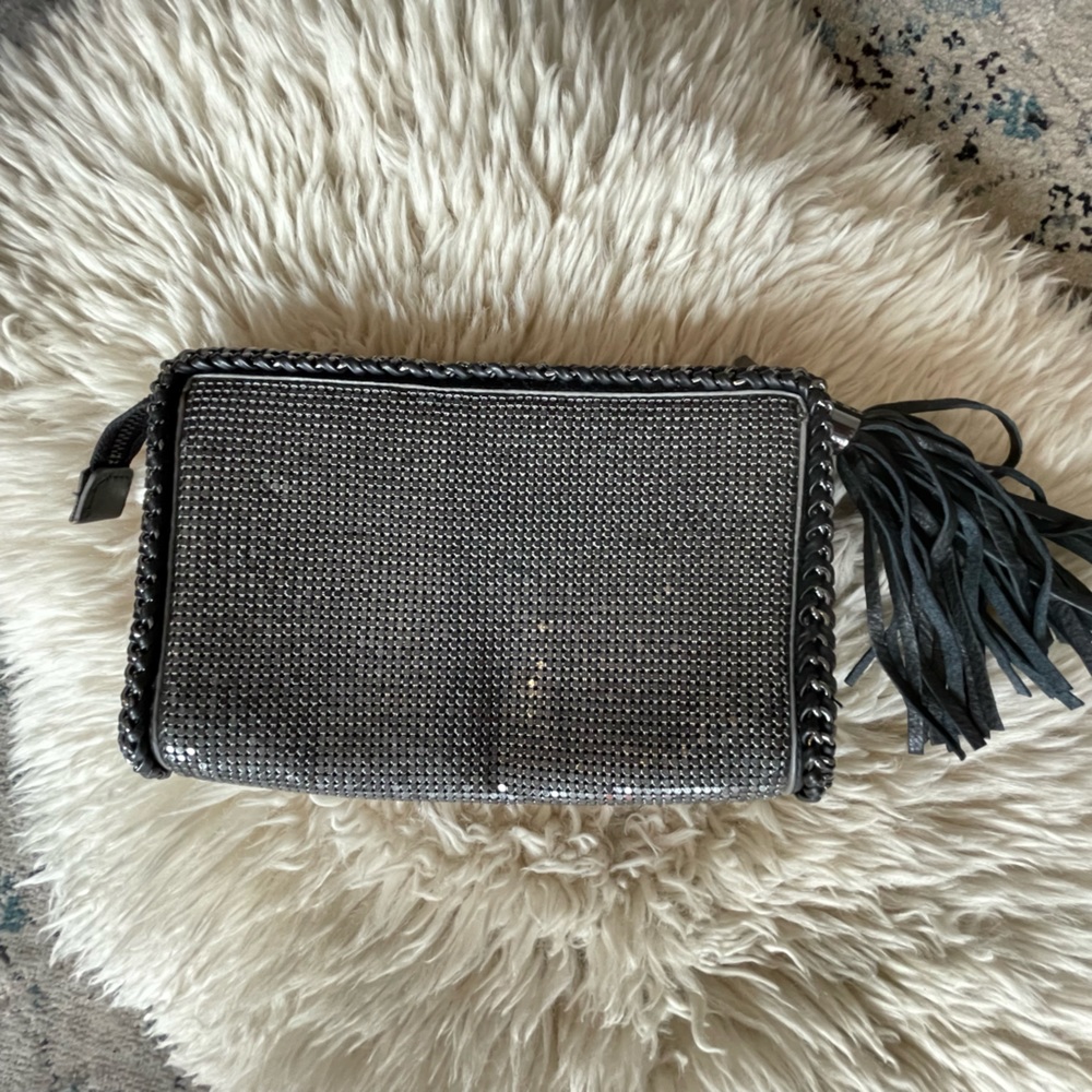 BCBG structured chainmail clutch